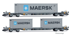 Arnold HN9765 - TT - 2-tlg. Set Containertragwagen MAERSK, Ep. VI